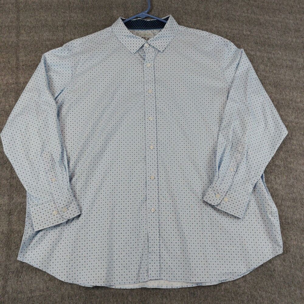 Jos. A. Bank Tailored Fit Comfort Stretch Button Up Shirt Men's 2X Blue L-Sleeve